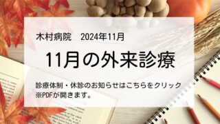 11月の診療体制